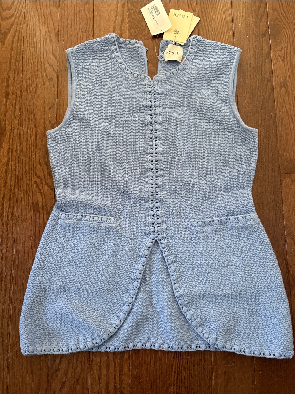 Posse Pale Blue Knit Sleeveless Dress Vest